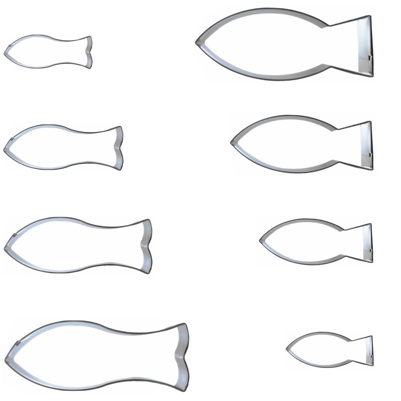 Fish Shaped Cookie Cutter Set of 8 pcs, Stainless Steel