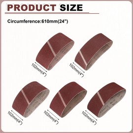 HARFINGTON 4 x 24 Inch Sanding Belts, 10 Pcs 80/100/120/150/180 Grits Aluminum Oxide Abrasive Belt Sander File Belt for Woodworking, Metal Polishing, Knife Sharpener