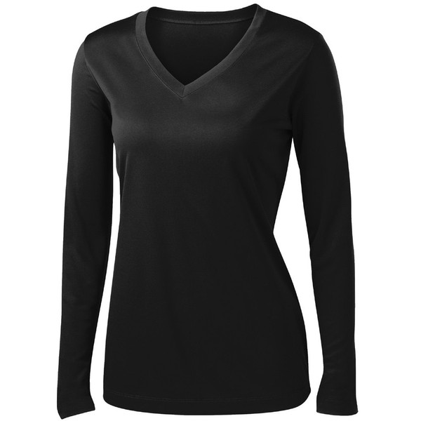 Animal Den Ladies Long Sleeve Moisture Wicking Athletic Shirts Sizes XS-4XL Black-XL