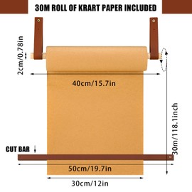 Lincia 12 Inch Kraft Paper Roll Dispenser Wall Mounted 30 Meters Brown Grocery List Note Craft Butcher Paper Roll Holder Memo Board for Wall Decor, to-do Lists, DIY Drawing, Artwork, Creative