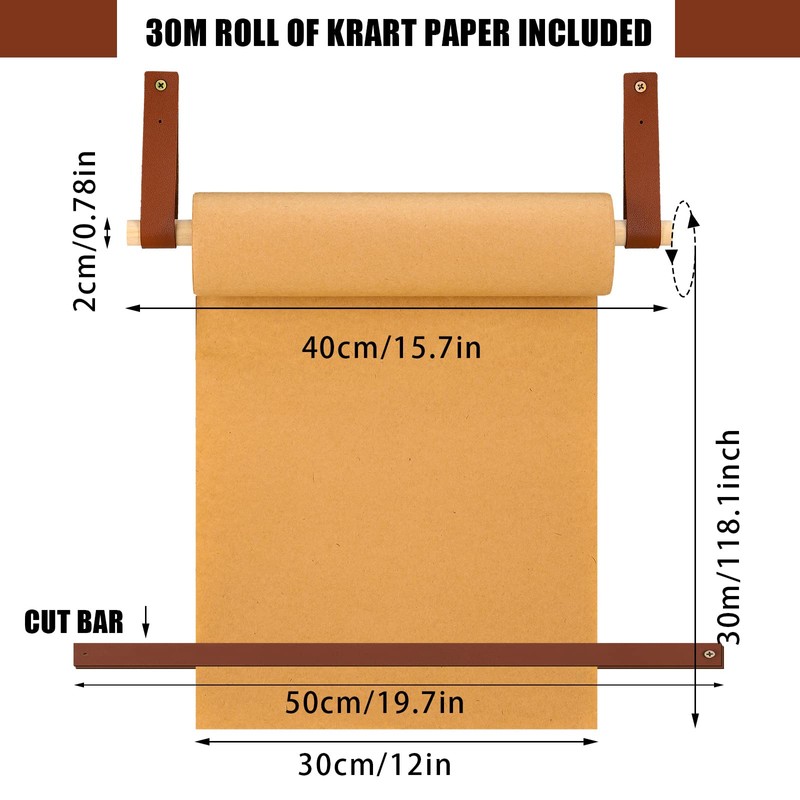 Lincia 12 Inch Kraft Paper Roll Dispenser Wall Mounted 30
