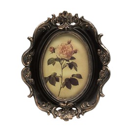 CISOO - Marco de fotos ovalado clásico de 4 x 6 pulgadas, marco de fotos antiguo, para colgar en la pared, decoración retro del hogar, arte de galería de fotos ornamentadas (negro y dorado)