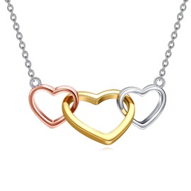 VONALA Gifts for Women Sterling Silver Pendant Necklace for Mum Daughter Grandma Nana Sister Friends (3 heart necklace)