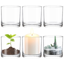 4 x 4 Inch Cylinder Vase,Set of 6 Small Glass Vases for Table Centerpieces,Clear Flower Vases,Decorative Glass Vase for Home Decor,Candle Holder,Wedding Favors(4" W X 4" H)