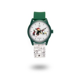 Cue & Cue Smile Solar Peanuts Collection Green Golf Women's Watch, Green x Red, M, green/red