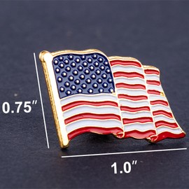 x xotic tech 8 Pack American Flag Enamel Lapel Pins, Patriotic USA Waving Flag Brooch Pin Badge United States of America Pin For Backpacks Hat Coats Jackets and Lanyards Decor (Gold)