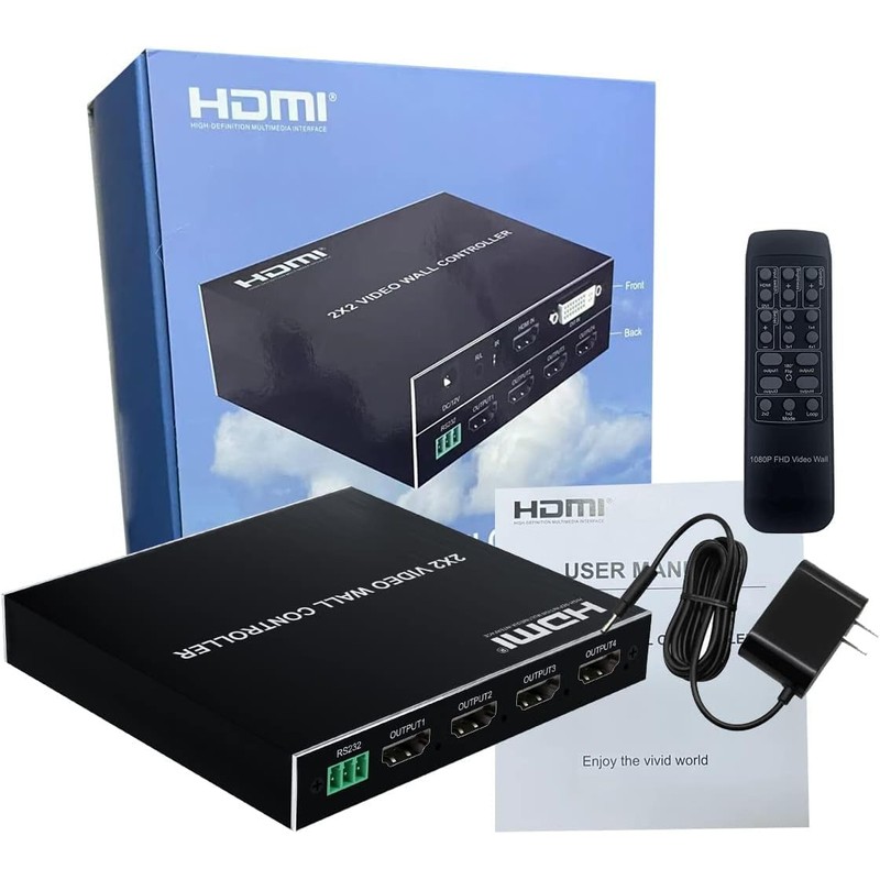 2x2 HDMI Video Wall Controller, HDMI & DVI Support 4K
