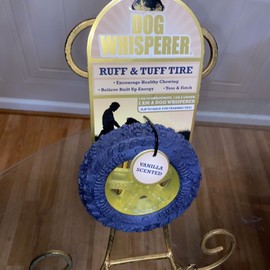 Dog Whisperer ~ Yellow/Blue  Ruff & Tuff Tire - Squeaky Dog Toy