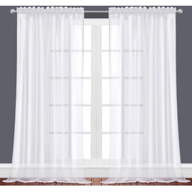 Oakias - 2 paneles de cortinas traslúcidas, color blanco, 137 x 274 cm cada uno, cortinas de gasa para salas de estar y habitaciones