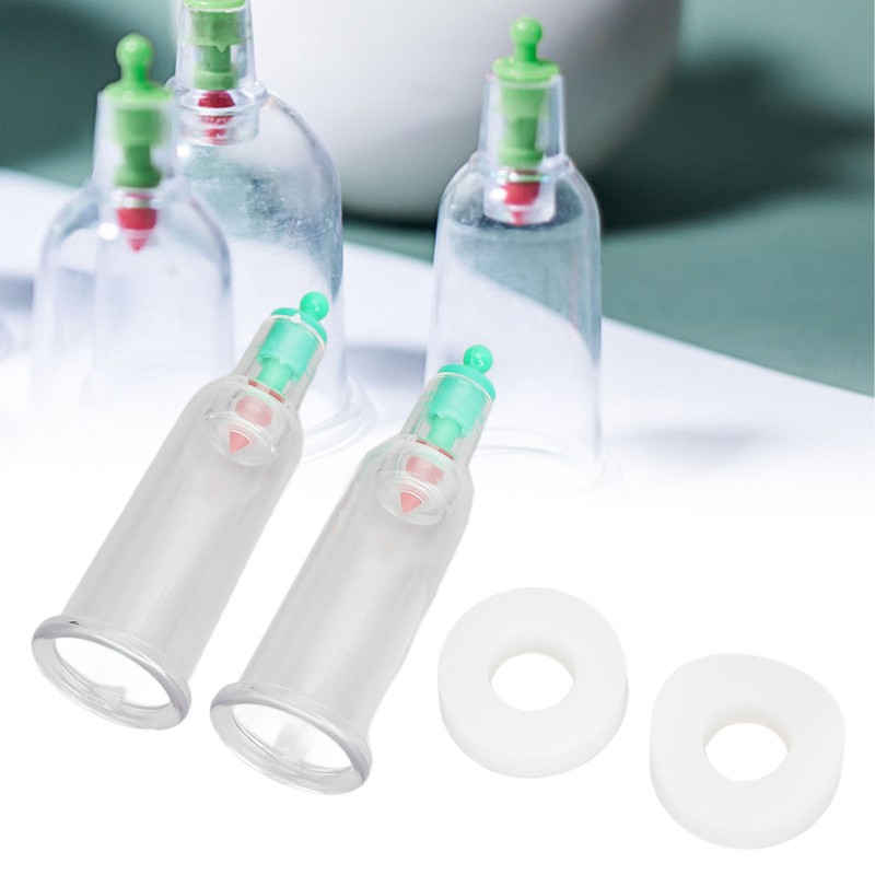2pcs Finger Cupping Therapy Cups with Silicone Flat Elbow Rings