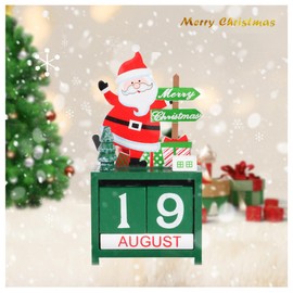 Wooden Christmas Advent Calendar Wooden Xmas Countdown Calendar Blocks, Xmas Calendar Detachable Blocks Desk Calendar Santa Claus For Xmas Home Office Decor Kids Gift Red