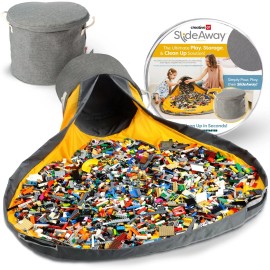 CreativeQT SlideAway Toy Storage Organizer & Play Mat for Kids, Grey