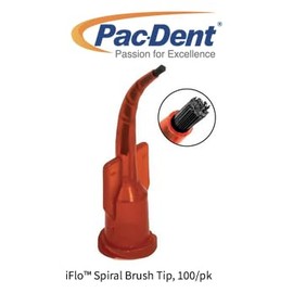 AmeriCan Goods 100/Pk Dental Plastic Luer-Lock Spiral Curved Cannula Tips Soft Brush for Delivery Materials Orange Plastic Internal Spiral Tips