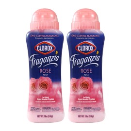 Clorox Fraganzia Laundry Scent Booster Crystals in Rose Scent - Scented In-Wash Freshener Beads for Fresh, Clean, Great Smelling Clothes and Linens, 18 Oz - 2 Pack