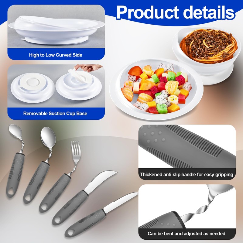 2 Sets Adaptive Utensils Bowl and Plate Set Adaptive Self