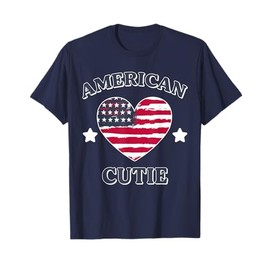 Girl American Cutie USA Flag Heart 4th July Patriot Toddler T-Shirt