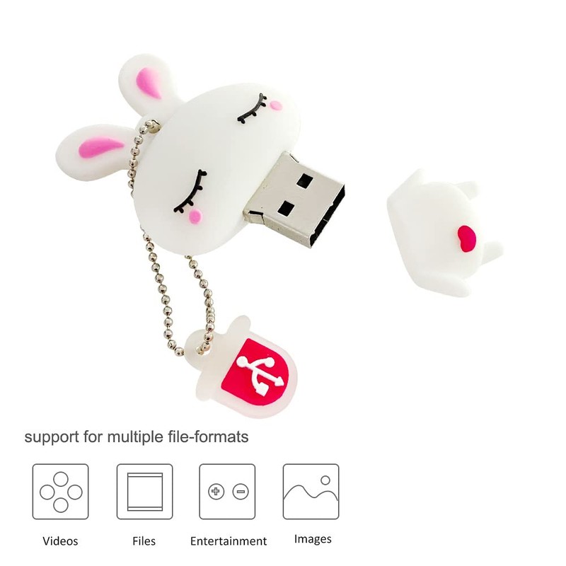 BorlterClamp Cute USB Flash Drive in Rabbit Shape 64GB Novelty