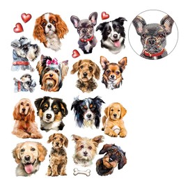Ideen mit Herz Diamond Painting Sticker | 4 Sheets in DIN A4 | Stickers Individually Removable | Includes Gemstones (Dogs)
