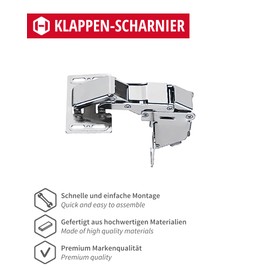 Gedotec Caravan Hinge CH 600 Flap Hinge with Spring Automatic Closing | Furniture Hinge for Stop with Bezel | Nickel-Plated Steel | Pack of 4 - Adjustable Cabinet Hinge