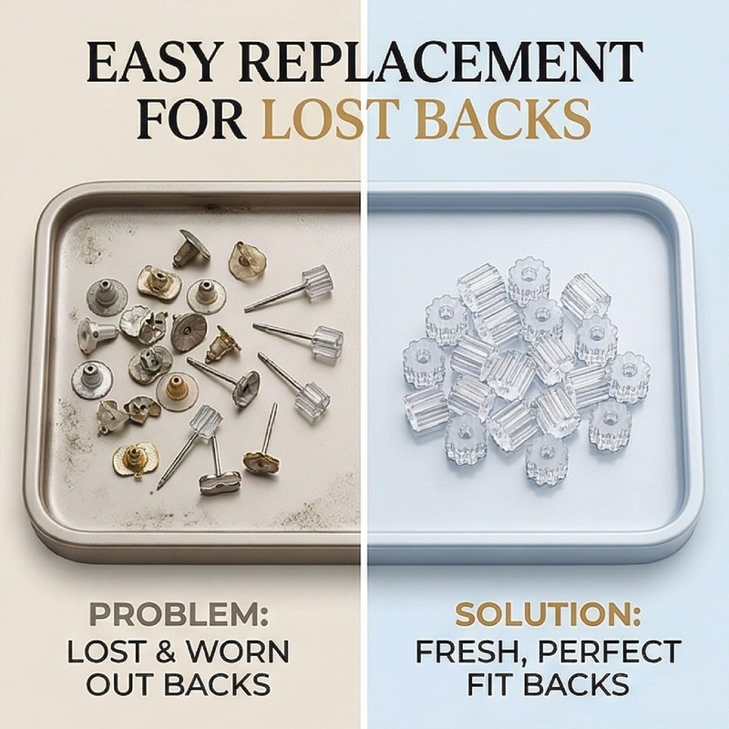 500PCS Clear Silicone Earring Backs Replacements, Soft Rubber Safety Earring