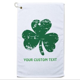 Style In Print Custom Golf Towel St Patrick's Irish Clover Shamrock Ireland C Bag Accessories White, CUST_GT_NIRISH016