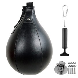 (Black) - Gymforward Professional Set of Boxing Pear Speed Ball and Hanger Boxing Punching Speed bag Base Training Equipment Tools