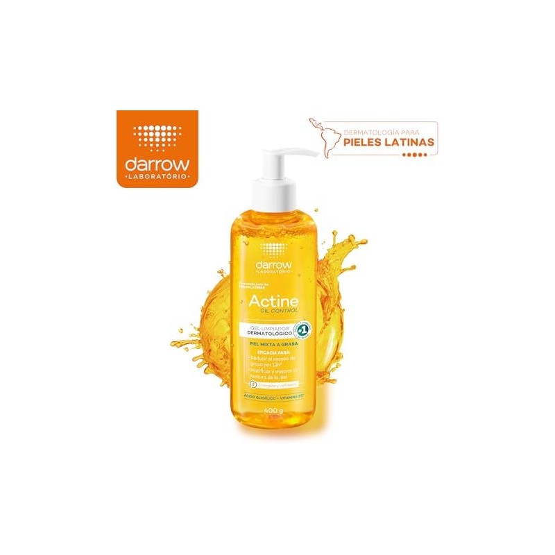 DARROW, Actine Oil Control Gel Limpiador Dermatológico, Piel Mixta a