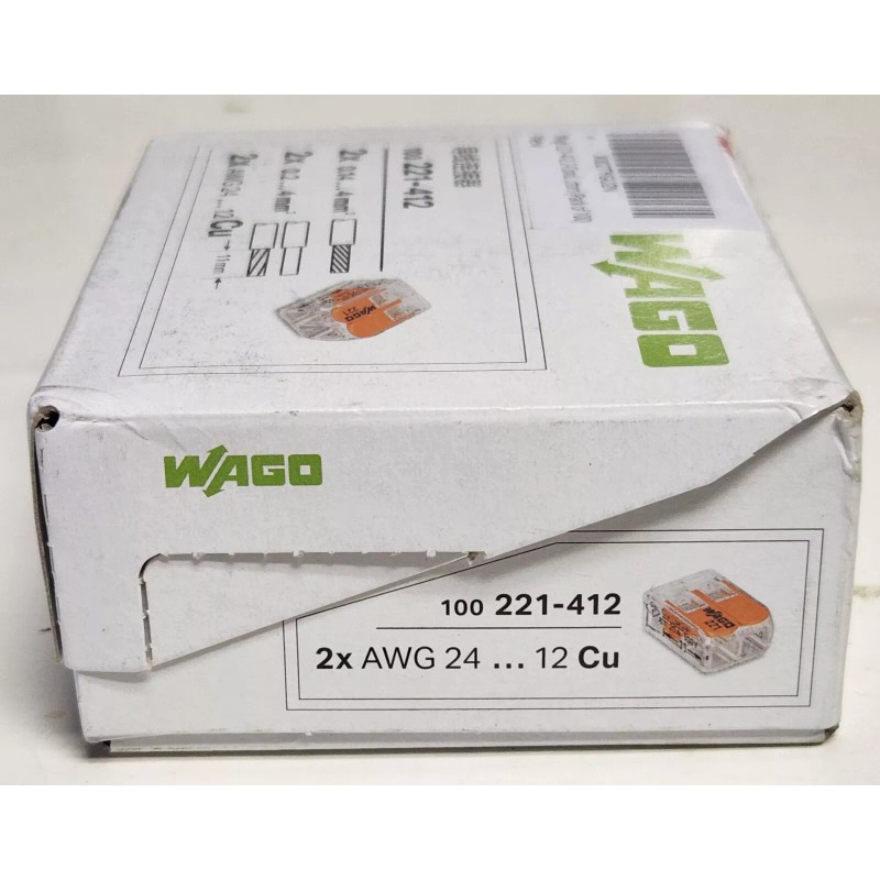 WAGO BOX OF 100 WAGO 221 412 Compact Splicing Connector