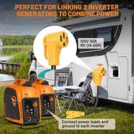 MECMO 50 Amp Parallel Cord Kit for Generator 120V 50A RV (14-50R), cUL Listed Inverter Generator Parallel Connection Kit for Combine Power with Two Inverter Generators Cord