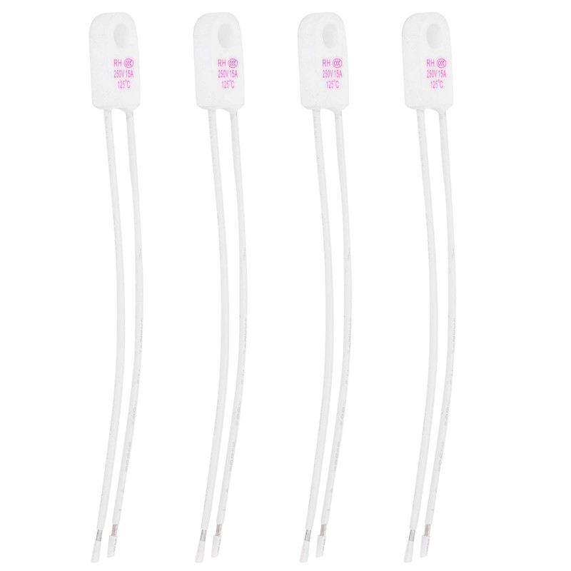 250V 15A Ceramic Thermal Fuse, Shutdown at 125°C, 4 Piece