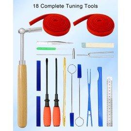 18Pcs Professional Piano Tuning Kit, Piano Tuner Tool Set with Piano Tuning Hammer/Tuning Wrench, Wrench Fastener, Tuning Mute and Portable Case for Beginners