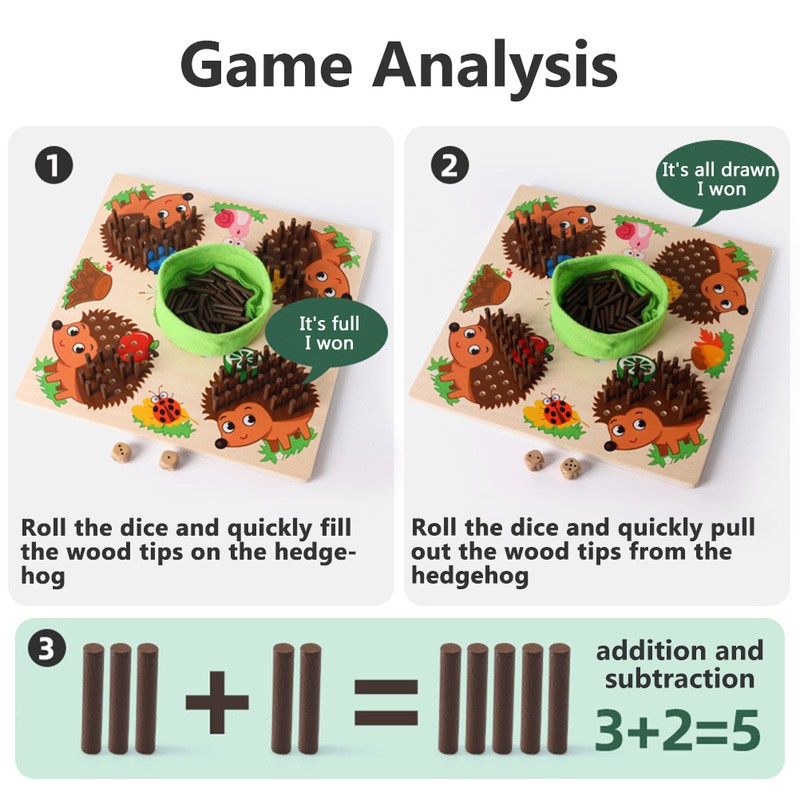 Wooden Hedgehog Game Math Learning Toy for Kids Educational Wooden