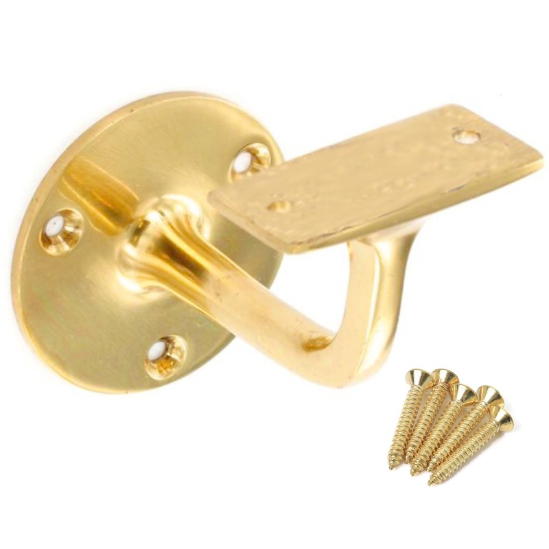 5X Polished Brass Handrail Wall Brackets & Screws