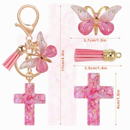 MWOOT 2 Pieces Cross Keychains Christian Bible Key Chain Backpack Handbags Pendant for Women or Girls
