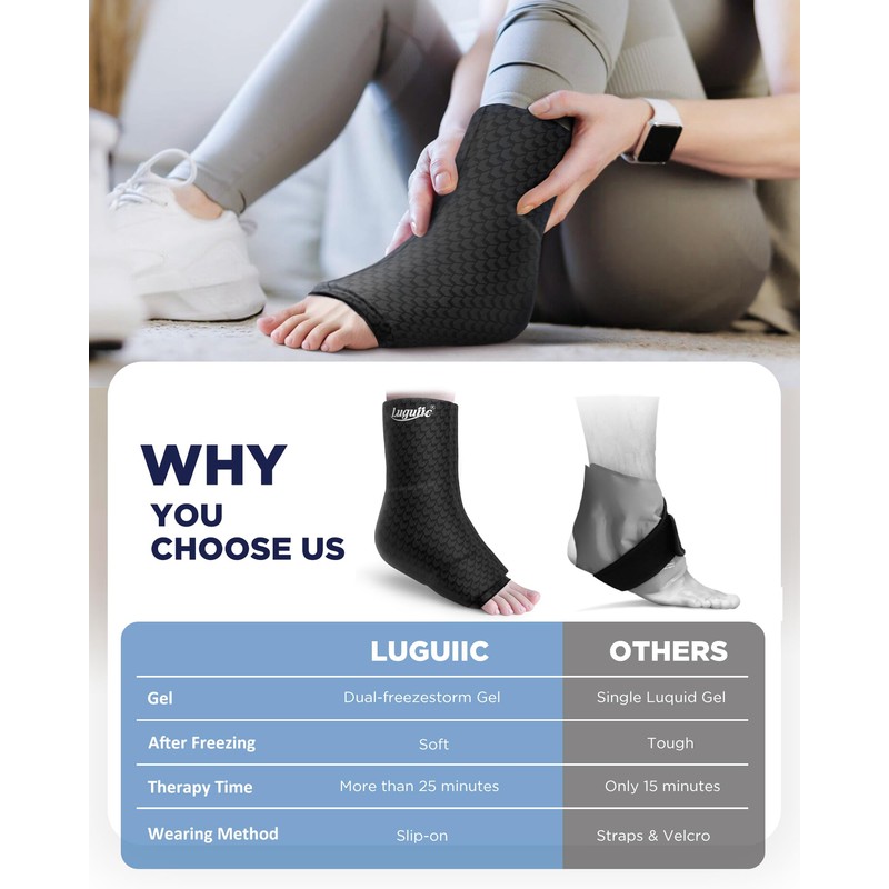 Ankle Ice Pack Wrap with Dual-Freezestorm Cooling Gel for Sprained,