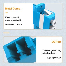 Throncom Duplex LC Fiber Optical Adapter LC to LC Single Mode Metal Fiber Coupler Connector Single Mode Fiber Adapter 12-Pack