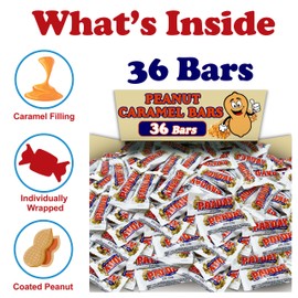PaydayPeanut Caramel Candy Bars, Bulk 36 count Snack Size Bars, Individually Wrapped Salty Sweet Chewy Snack, for Snacking, Office, Parties and On the Go Treats