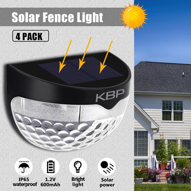 KBP Solar Fence Lights Outdoor Decorative Garden Lights Waterproof Wall