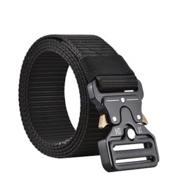 Saituo Home Men's Tactical Belt Fabric Belt Men's Belt with Quick Release Robust Quick Release Metal Buckle Riggers Belt for Men for Outdoor Sports Camping Father's Day, black