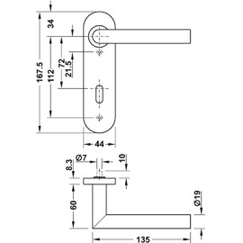 JUVA Designer Door Handle Set - Interchangeable Fitting Right - Stainless Steel Door Fitting Matt Brushed - Door Handle for Interior Doors - Door Handle with Short Plate for Room Doors Including