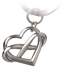 FABACH Heart Keyring with Infinity Sign "Infinite Love" - Infinity Pendant with Heart for Girlfriend, Boyfriend, Couples - Partner Lucky Charm - I Love You Forever, silver