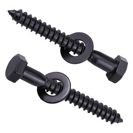 10-Sets 3/8 x 3 Hex Lag Screws and 3/8" ID Flat Washers, 304 Stainless Steel 18/8, Black Coated, Heavy Duty Wood Screws for Deck/Fence/Floor, by AOESIN
