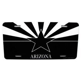 DIGIART INTERNATIONAL ARIZONA STATE FLAG METAL CAR LICENSE PLATE AUTOTAG.BLACK WHITE FORMAT