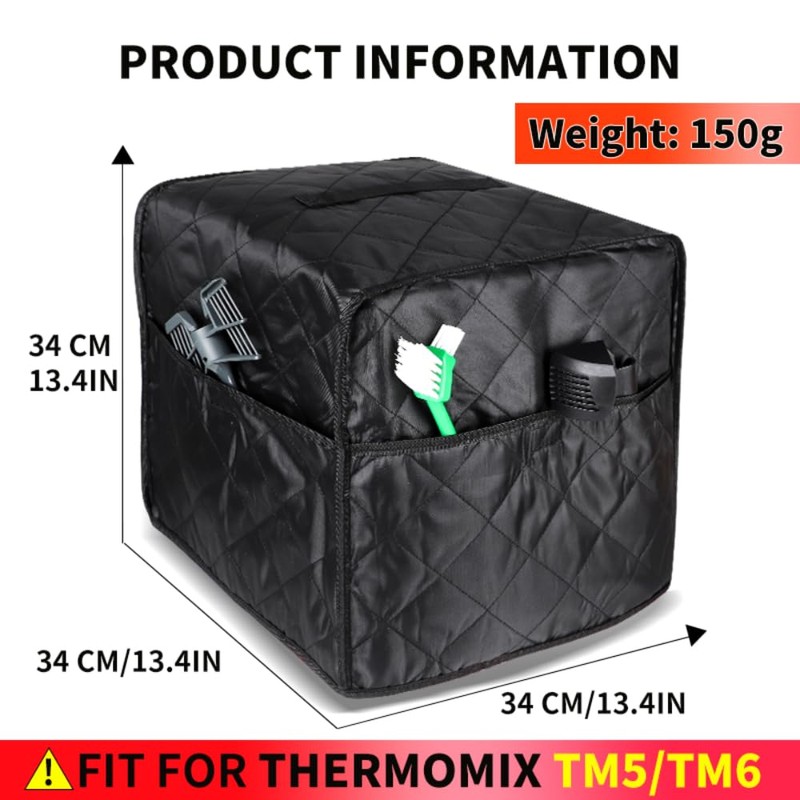 KochSync Dust Cover for Thermomix TM5/TM6 - Black Cover with