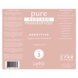 CurlMix Organic Moisturizer for Curly Hair with Avocado and Sweet Almond Oil - For Sensitive Skin - Unscented - 8 fl oz