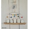 "Rustic Beach Huts with Flags in Driftwood" Decorative Seaside Theme