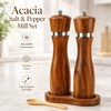 2Pcs Wooden Salt and Pepper Grinder, 8-inch Oak Mill Adjustable