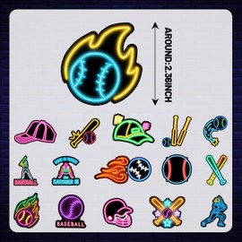 120PCS Neon Baseball Stickers Baseball Party Favors Birthday Party Decorations Vinyl Waterproof Stickers for Water Bottle Laptop Luggage Helmet Gifts for Teens Boys Girls Adult
