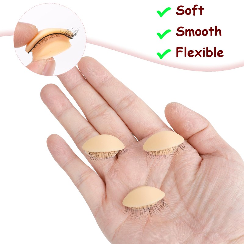 Eyelash Practice Eyelids, 6 Pairs Lash Mannequin Eyelids Replaceable Practice