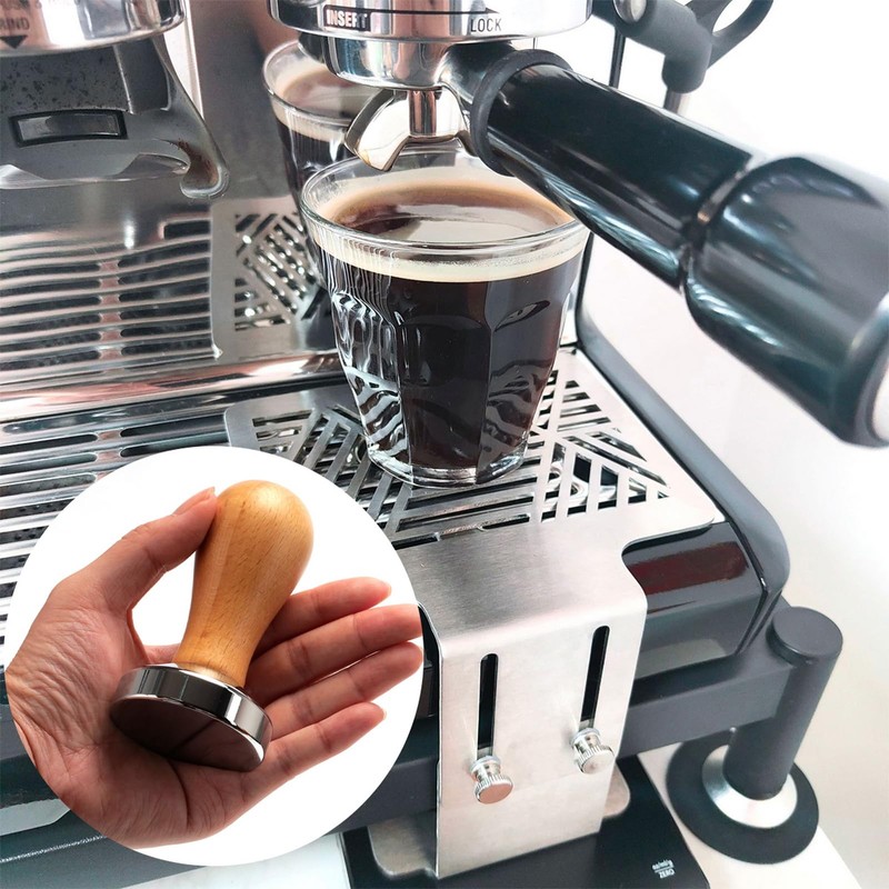 IIF Coffee Tamper Espresso Press Flat Base Coffee Tamper, Wood